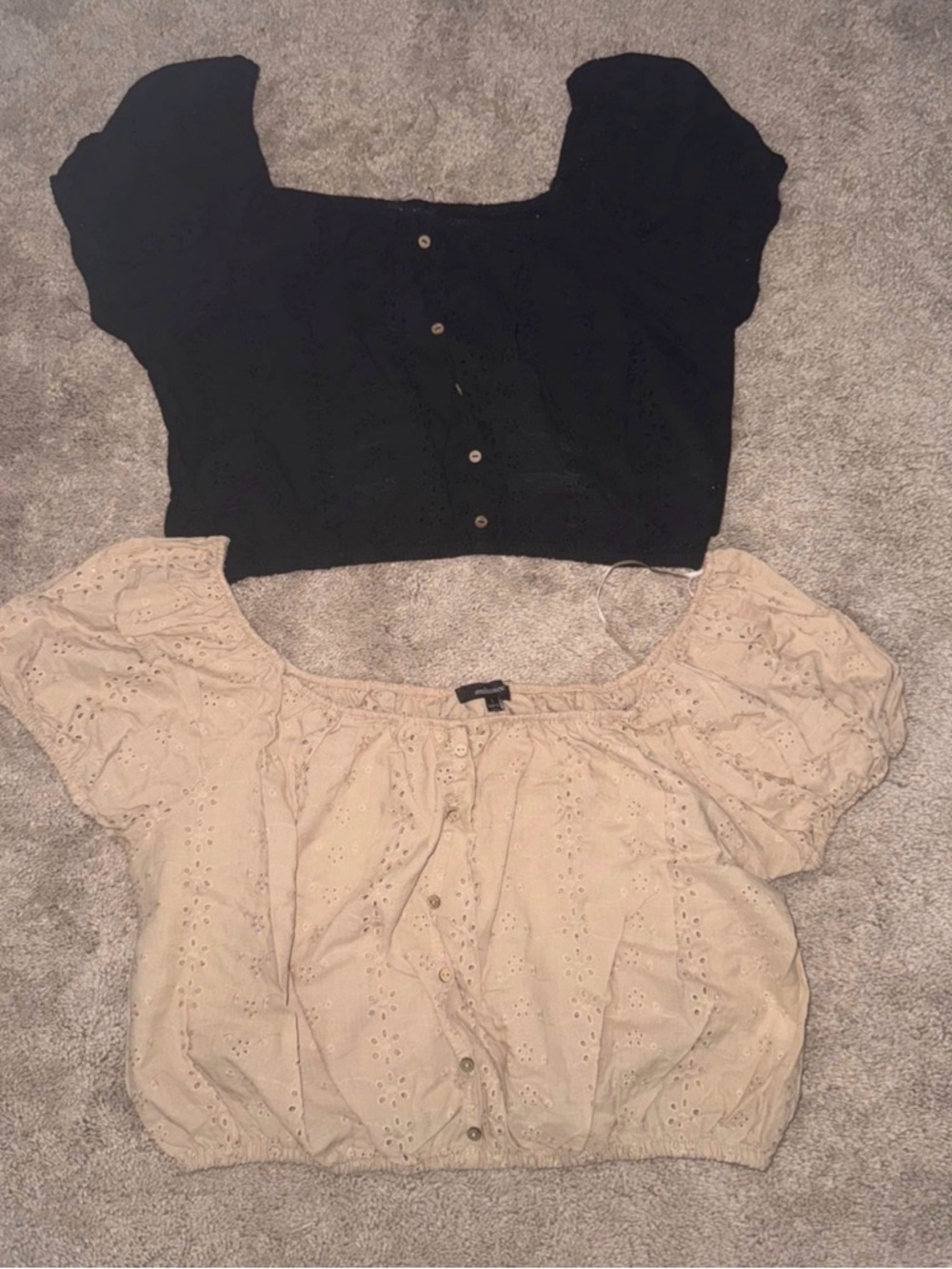 Square Neck Puff Sleeve cropped Tops